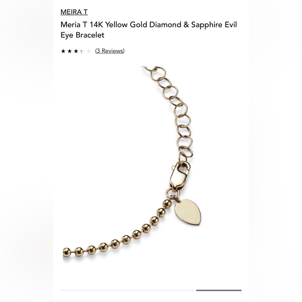 Meira T 14k yellow gold diamond & sapphire evil eye bracelet - Picture 5 of 8